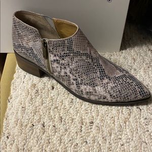 Lucky Brand leather snake print booties